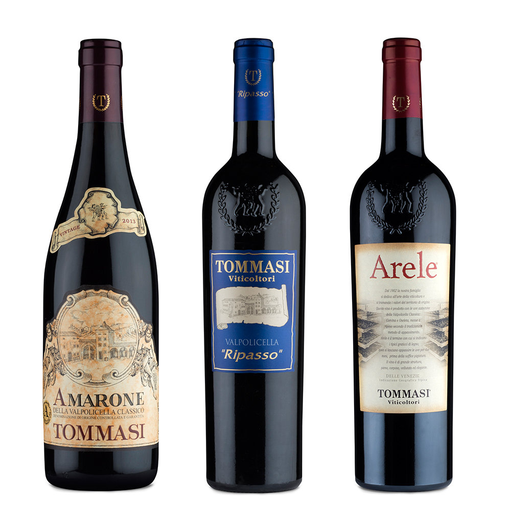 3 bottiglie miste: Amarone della Valpolicella Classico DOCG 2013 - Ripasso della Valpolicella Classico DOC 2015 - Arele delle Venezie IGT 2016