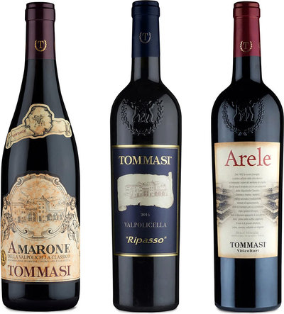 Vini rossi 3 bottiglie miste: Amarone della Valpolicella Classico DOCG 2018 - Ripasso della Valpolicella Classico DOC 2019 - Arele delle Venezie IGT 2019
