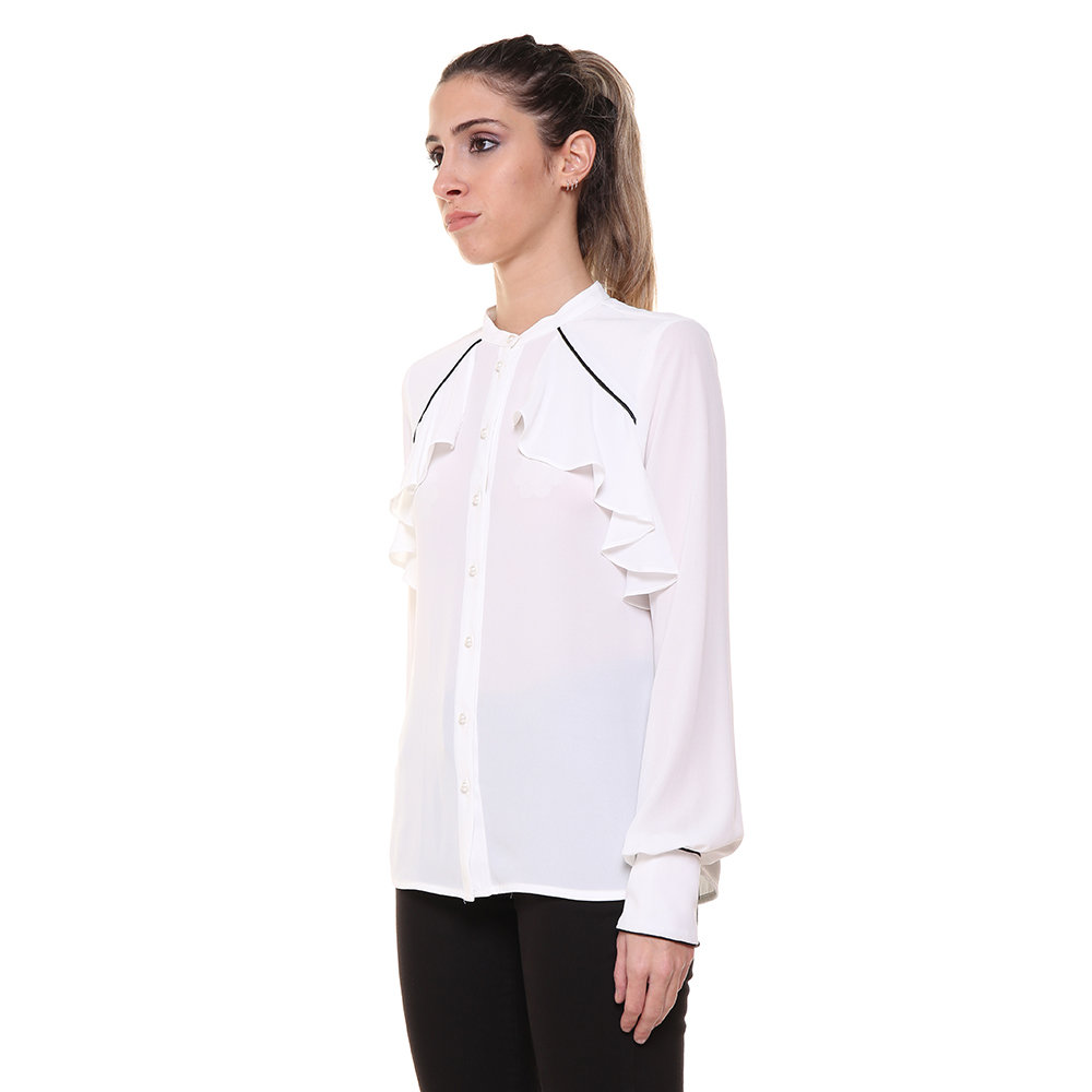 Camicia in crepe bianco con collo coreana - Liu Jo Donna A/I