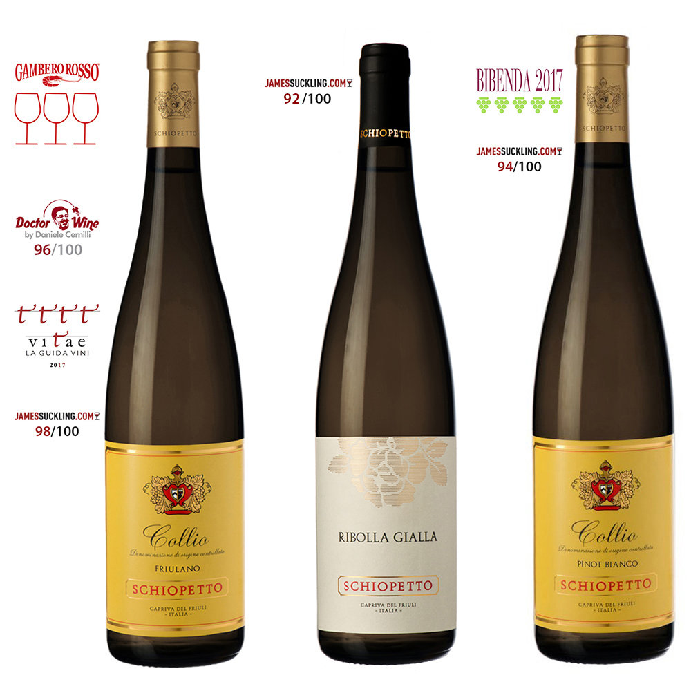 3 bottiglie miste: Friulano DOC 2017 - Ribolla IGT 2017 - Pinot Bianco DOC 2017