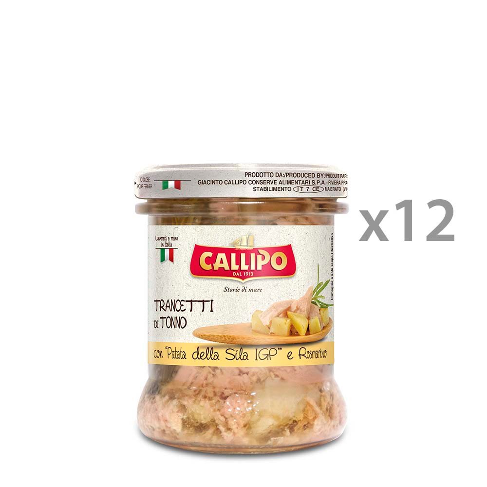 12 vasetti - Trancetti di tonno in olio d'oliva con patate e rosmarino 170 gr