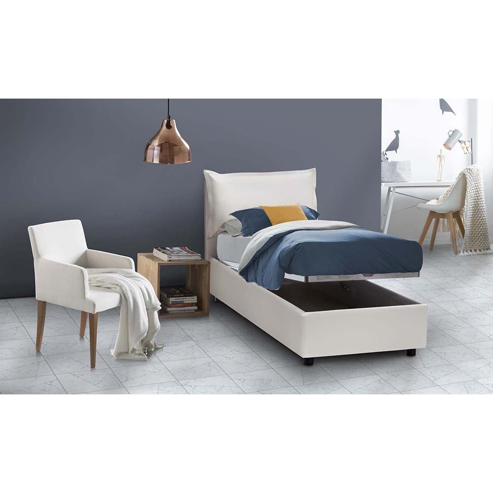 Letto singolo contenitore in ecopelle con materasso in ...