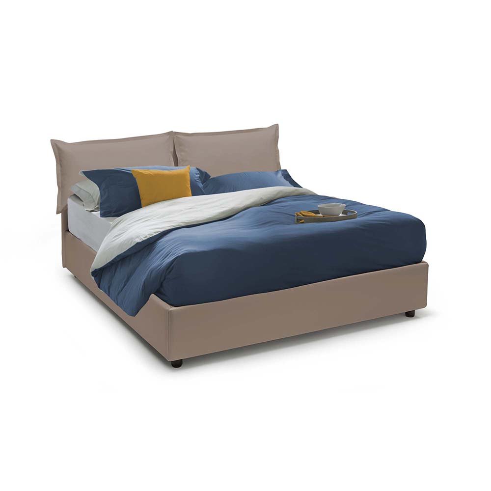 Letto matrimoniale in ecopelle con contenitore laterale ...