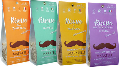 Risotti 4 Risotti misti da 215 gr: 1 Zafferano - 1 Tartufo - 1 Radicchio - 1 Cipolla Rossa Tropea IGT