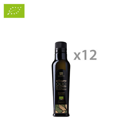12 bottiglie - Olio Extravergine di Oliva Biologico ALLEGRO Intenso 250 ml