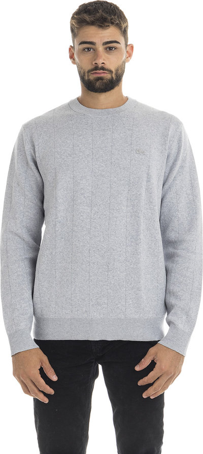 Maglie Pullover a girocollo rasato con trama a costa grigio melange