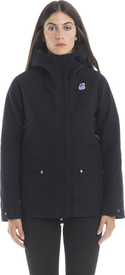 Giacche Giacca con cappuccio fisso in lana blu scuro