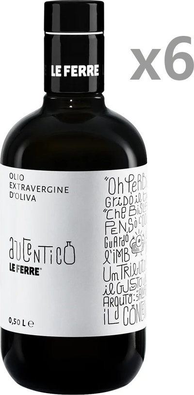 Olio EVO 6 bottiglie - Olio Extravergine d'Oliva da 0,50 lt. "AUTENTICO"