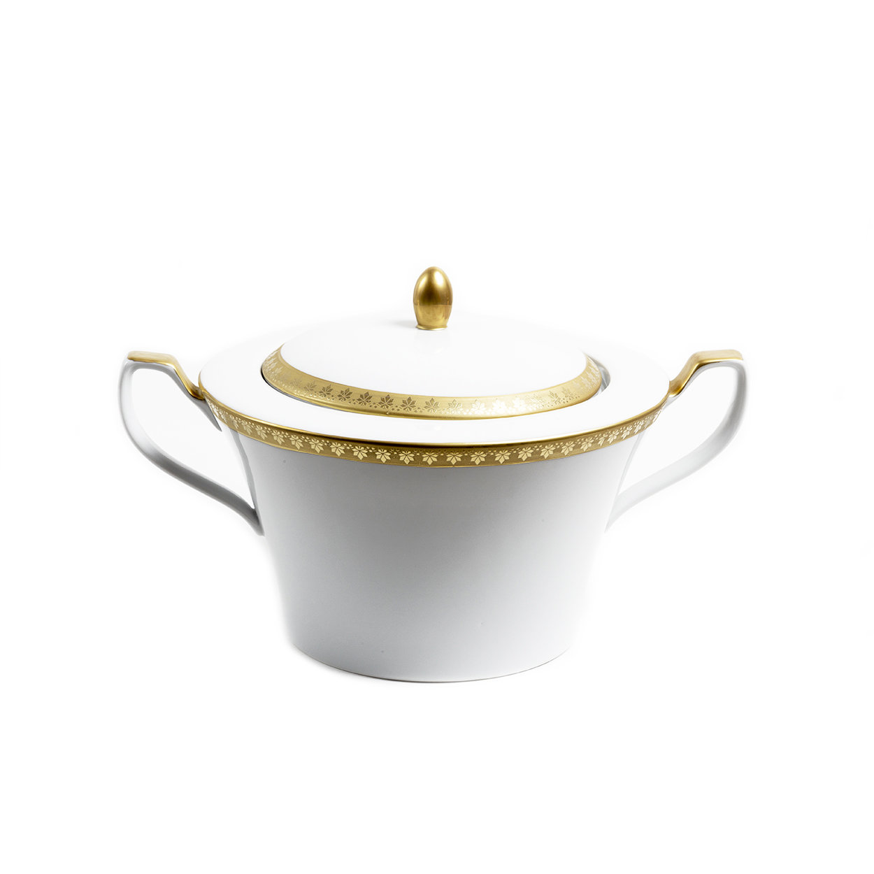 Zuppiera In Porcellana Lubeck Con Coperchio - 1 Litro, Decorazione Filo Oro, Classica - Foto 3