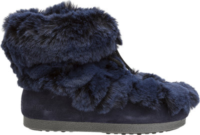 Doposci Stivaletti bassi in pelle ed ecopelliccia blu