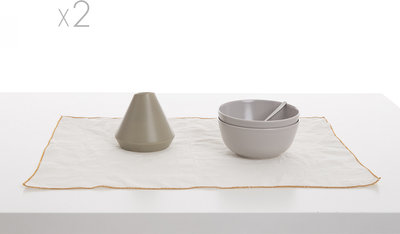 Tovaglie e Runner Set 2 tovagliette all'americana puro lino Stonewash, naturale