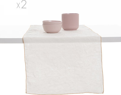 Tovaglie e Runner Set 2 runner puro lino Stonewash, naturale