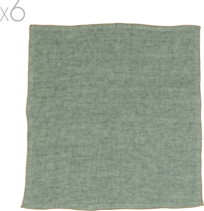 Tovaglie e Runner Set 6 tovaglioli puro lino Stonewash, mango