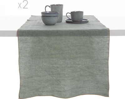 Tovaglie e Runner Set 2 runner puro lino Stonewash, mango