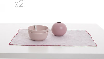 Tovaglie e Runner Set 2 tovagliette all'americana puro lino Stonewash, incenso