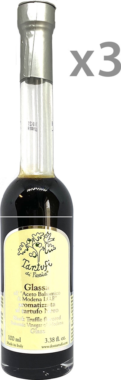 Prodotti al tartufo 3 bottiglie - Glassa all’Aceto Balsamico di Modena IGP Aromatizzata al Tartufo Nero 100 ml