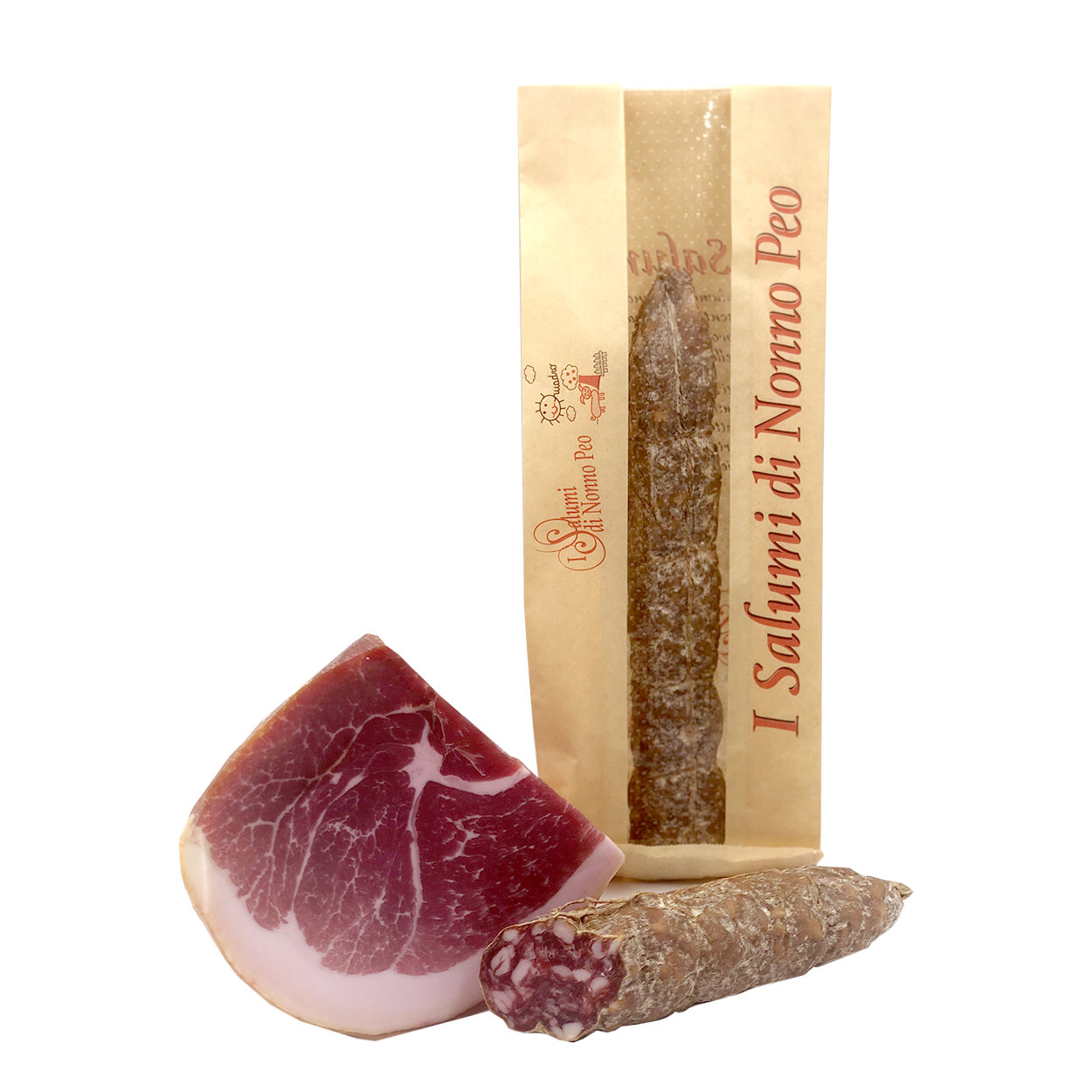 Prosciutto crudo Parma 18 mesi 1,2 kg Salame Zero 0 da 0,3 kg