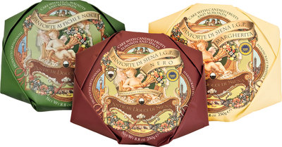 Dolci delle Feste 3 confezioni Panforti assortiti da 250 gr: Panforte di Siena IGP Margherita - Panforte di Siena IGP Nero - Panforte ai Fichi e Noci