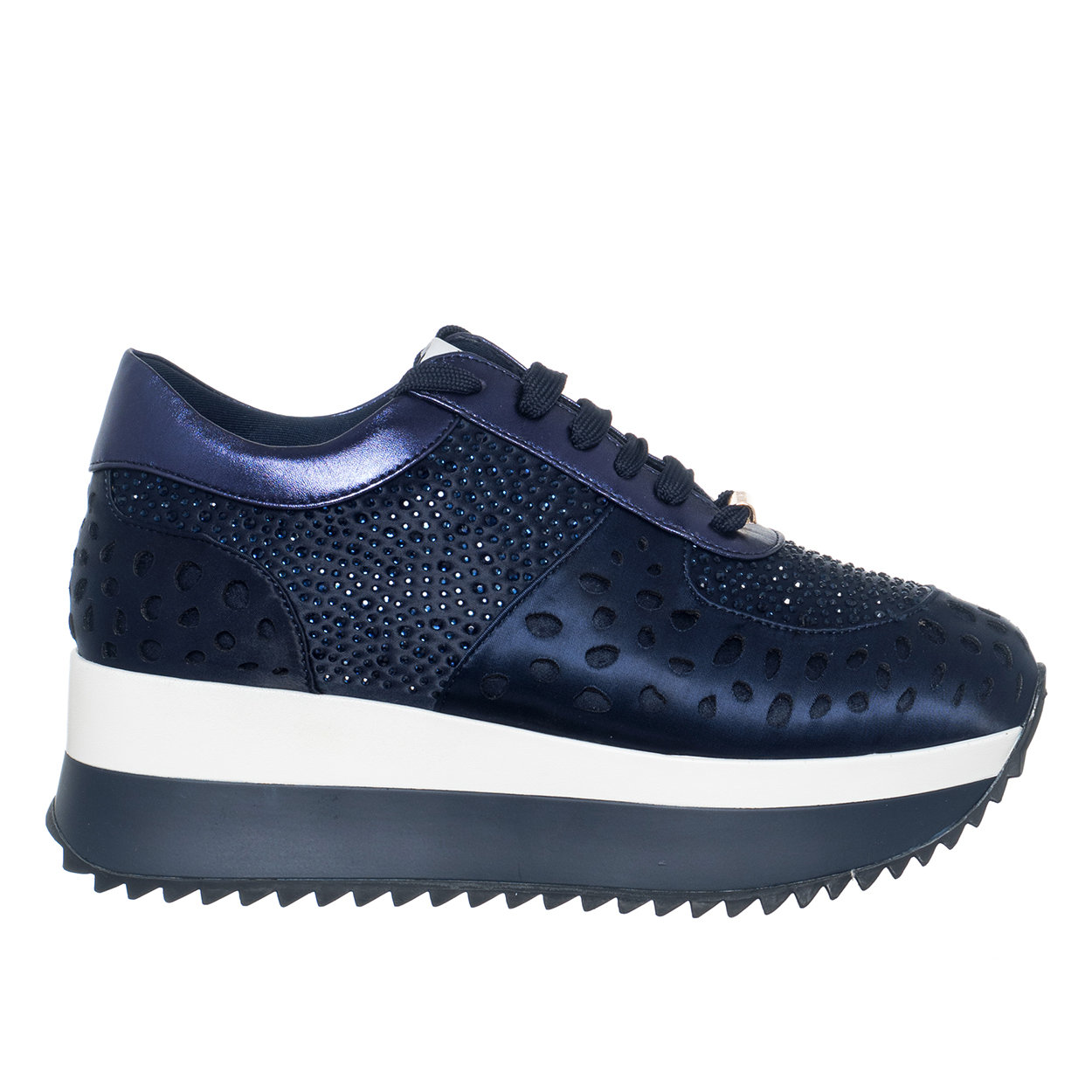 Credemshop by Ventis - Sneakers blu con brillantini e zeppa bicolore