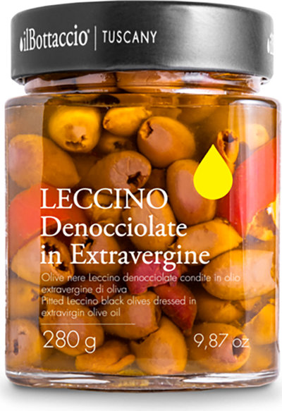 Olive e Capperi Olive Nere Leccino Denocciolate in olio extravergine 280 gr