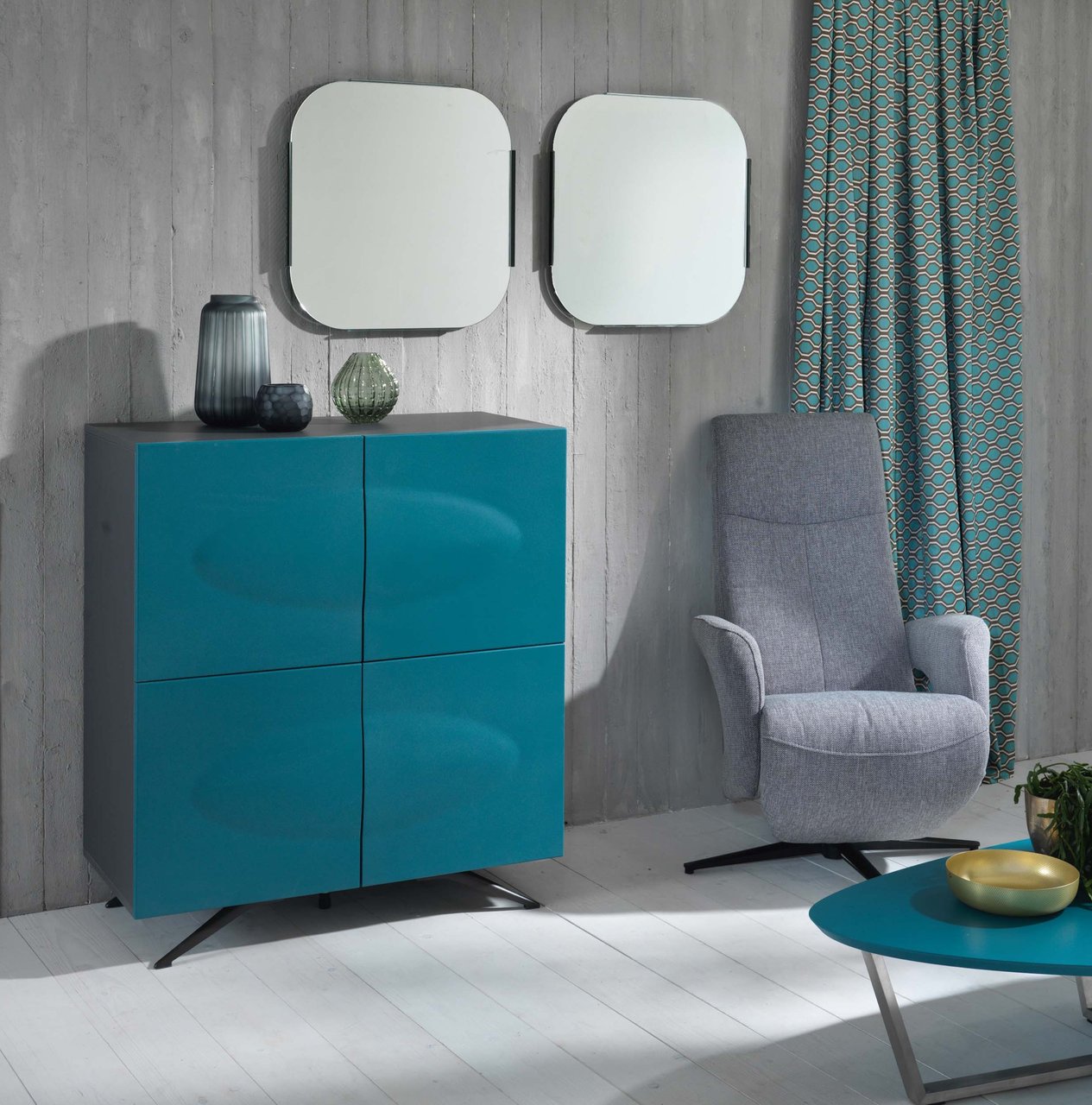 Madia 4 ante 101x113, blu petrolio Cromatismi di design