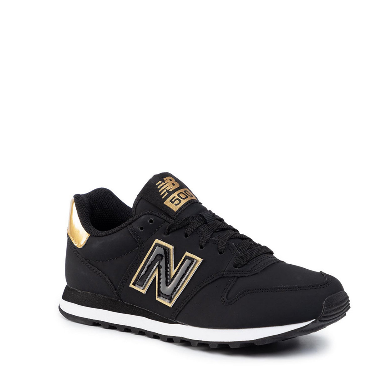 Sneakers modello 500 nere con logo applicato e dettagli oro - New Balance  574/500 - Acquista su Ventis.