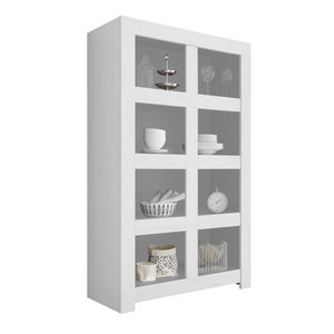 Libreria 82x36x217hcm con due ante grigio cemento e bianco lucido - Homely  office