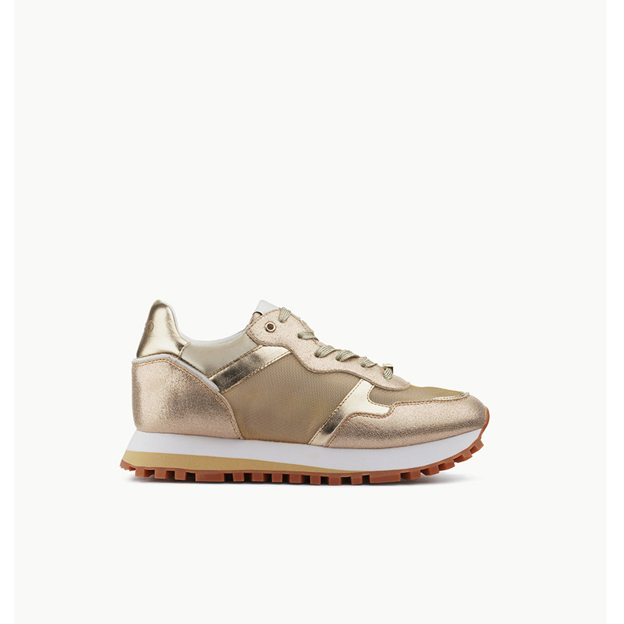 Credemshop by Ventis - Sneakers dorate chiare con para a righe