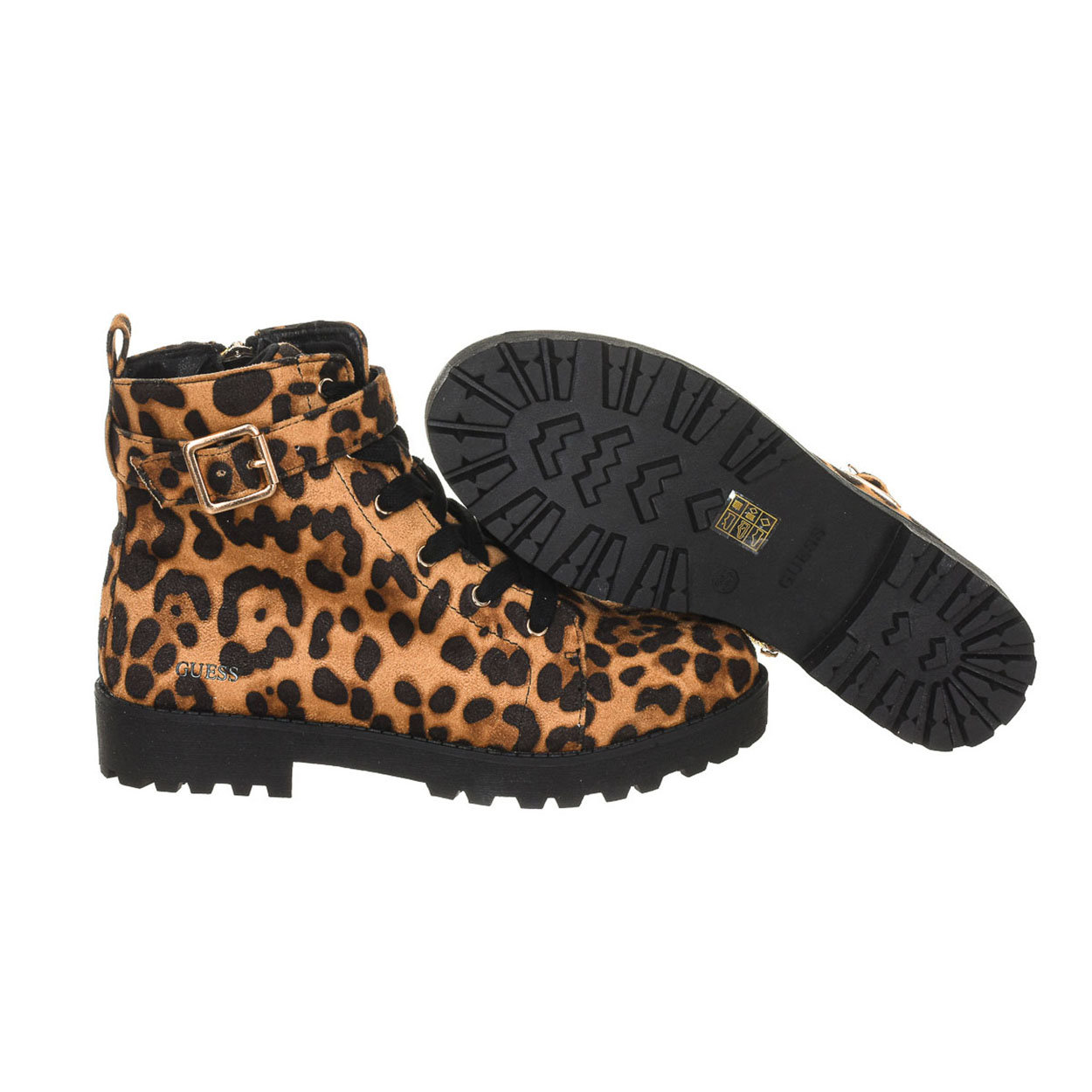 Stivaletti alti leopardati con chiusura a zip e lacci - Guess - Acquista su  Ventis.