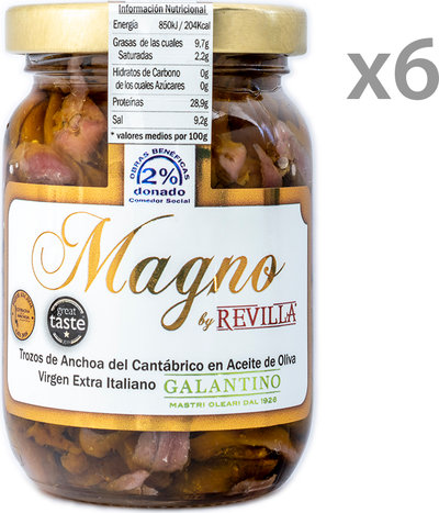 Alici & Acciughe 6 barattoli - "Trozos" di acciughe del Cantabrico in olio EVO 160 gr