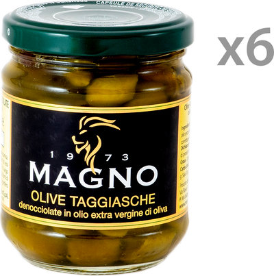 Olive e Capperi 6 barattoli - Olive Taggiasche denocciolate in olio EVO 212 gr