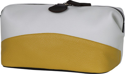 Borse a mano Beauty case sportivo in pelle testa di moror, giallo e bianco