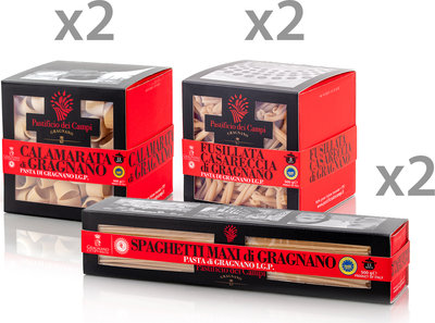 Grano Duro 6 confezioni miste 500 gr: 2 Fusillata casereccia, 2 Spaghetti Maxi, 2 Calamarata