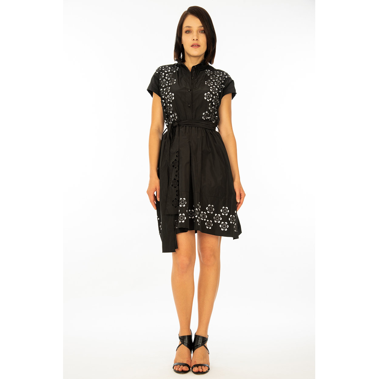 Vestido camisero corto tafta negro - Siste's