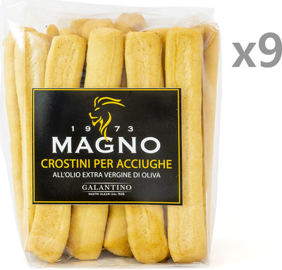 Snack 9 confezioni - Crostini per acciughe all'olio EVO "Galantino" 110 gr
