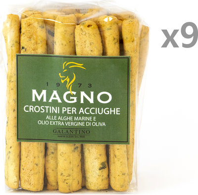 Snack 9 confezioni - Crostini per acciughe alle Alghe Marine e Olio EVO "Galantino" 110 gr