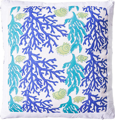 Cuscini e Fodere Cuscino Positano 50x50, blu,turchese/bianco