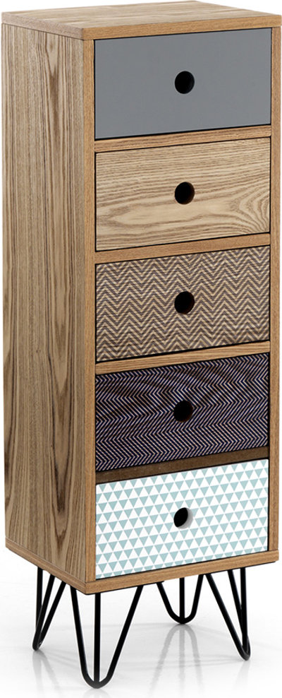 Comò e comodini Comò alto 5 cassetti HIJO, multicolore