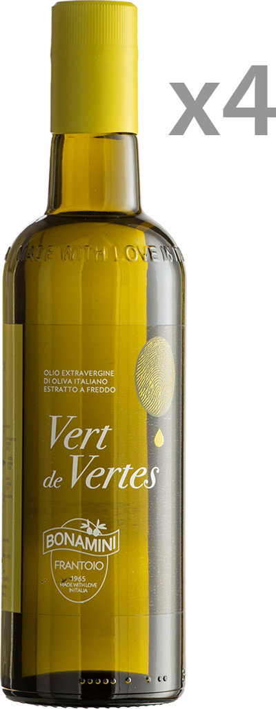 Olio EVO 4 bottiglie 50 cl - Olio Extra Vergine di Oliva "Vert de Vertes" 100% Italiano Estratto a freddo