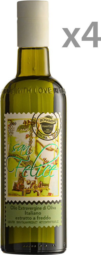 Olio EVO 4 bottiglie 50 cl - Olio Extra Vergine di Oliva "San Felice" 100% Italiano Estratto a freddo