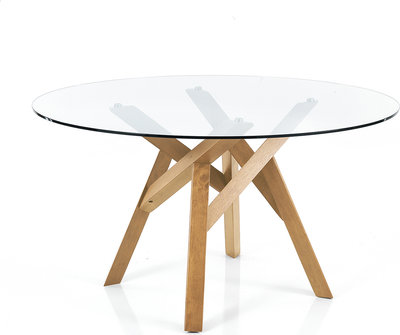 Tavoli Tavolo rotondo Cork, trasparente/rovere