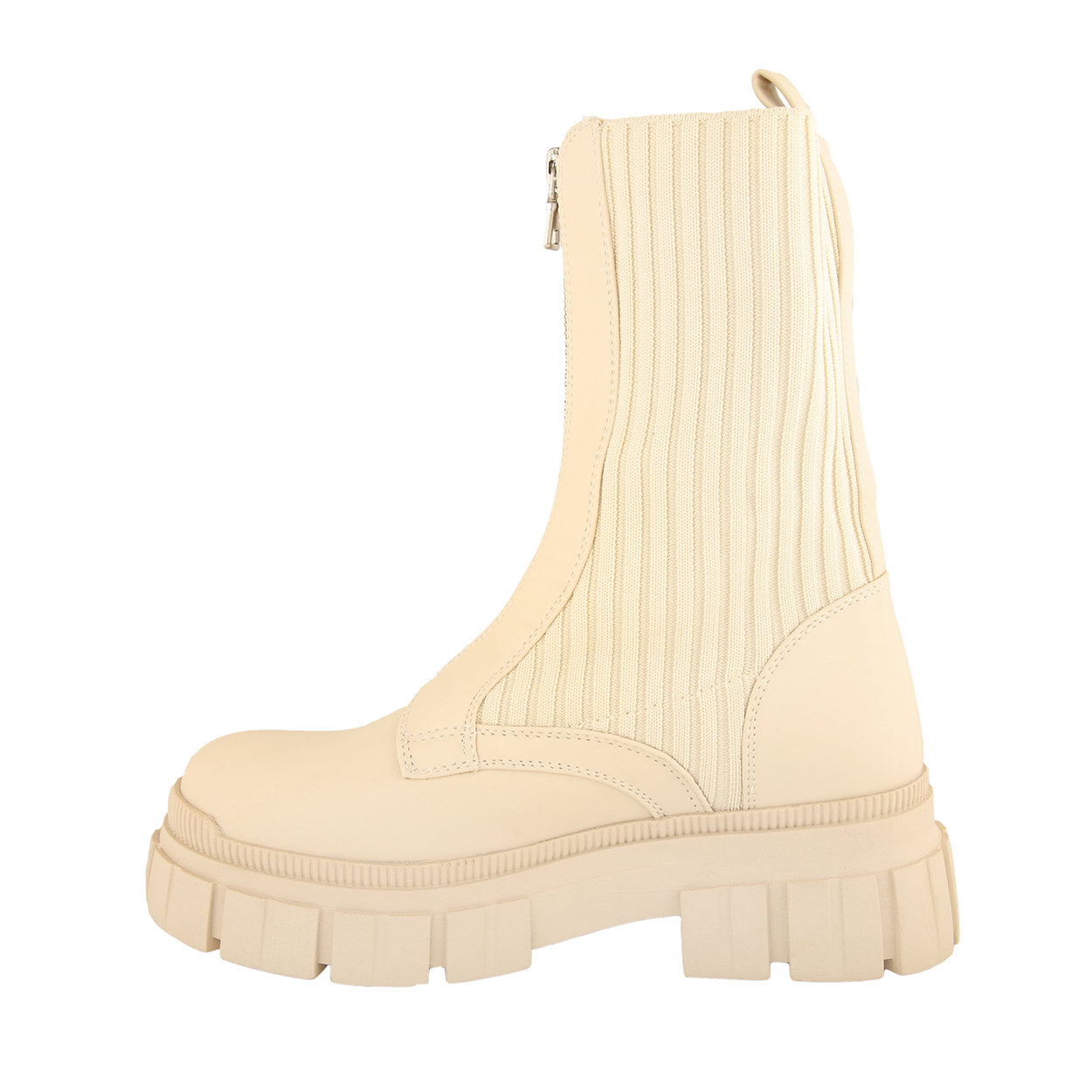 Stivaletti con fondo carrarmato e lampo centrale beige - Imperatrice