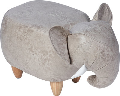 Poufs et Bancs Pouf rembourré en similicuir et bois - éléphant