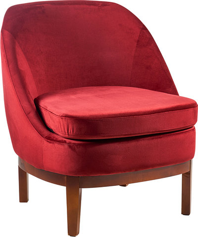 Poltrone Poltrona Isotta con base in legno, rosso cinabro