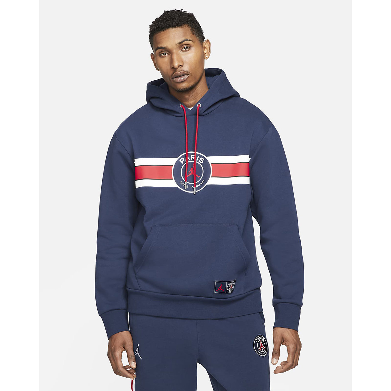 Image of Nike Felpa pullover in fleece con cappuccio Paris Saint-Germain blu