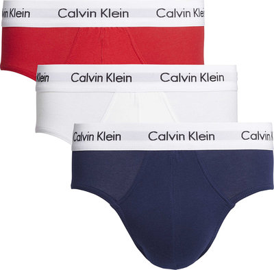 Slip Calvin klein set 3 pezzi hip brief red white navy