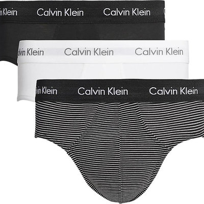 Slip Calvin klein set 3 pezzi hip brief black white grigio