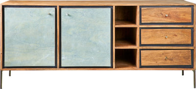 Credenze e madie Ardesia - credenza 3 cassetti 3 ripiani 2 sportelli, marrone/grigio