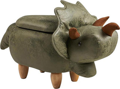 Poufs et Bancs Pouf rembourré en similicuir et bois - dinosaure