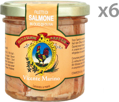 Salmone 6 vasetti 150 gr - Filetti di Salmone in olio di oliva